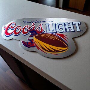 VINTAGE 3D TOUCH DOWN 1994 Coors Light Metal Tin Beer Sign